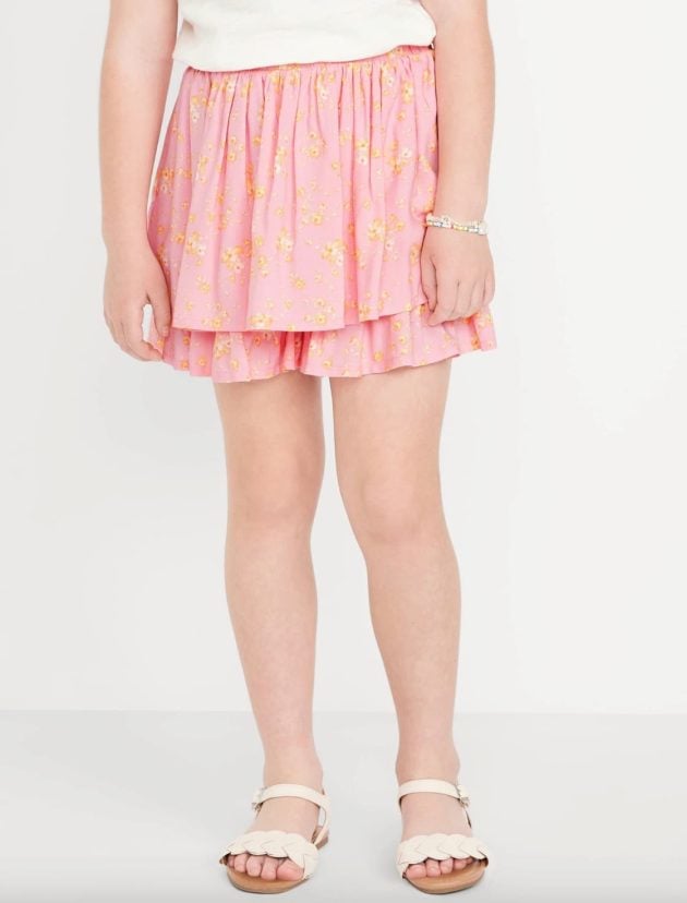 Printed High-Waisted Swing Skort for Girls